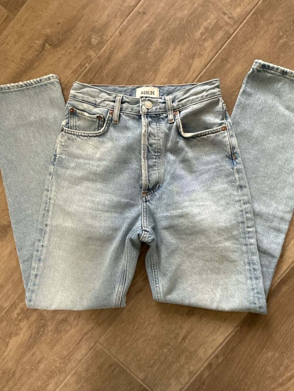 AGOLDE 90's Pinch Waist Jeans Size 24 Light Wash High Rise Straight